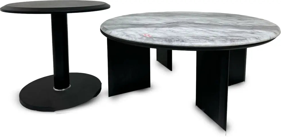 MGR New Wooden Marble Top Center Table In Light Grey Colour MGR CASA