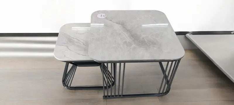 MGR New Square Ceramic Top Center Table In Grey Colour MGR CASA