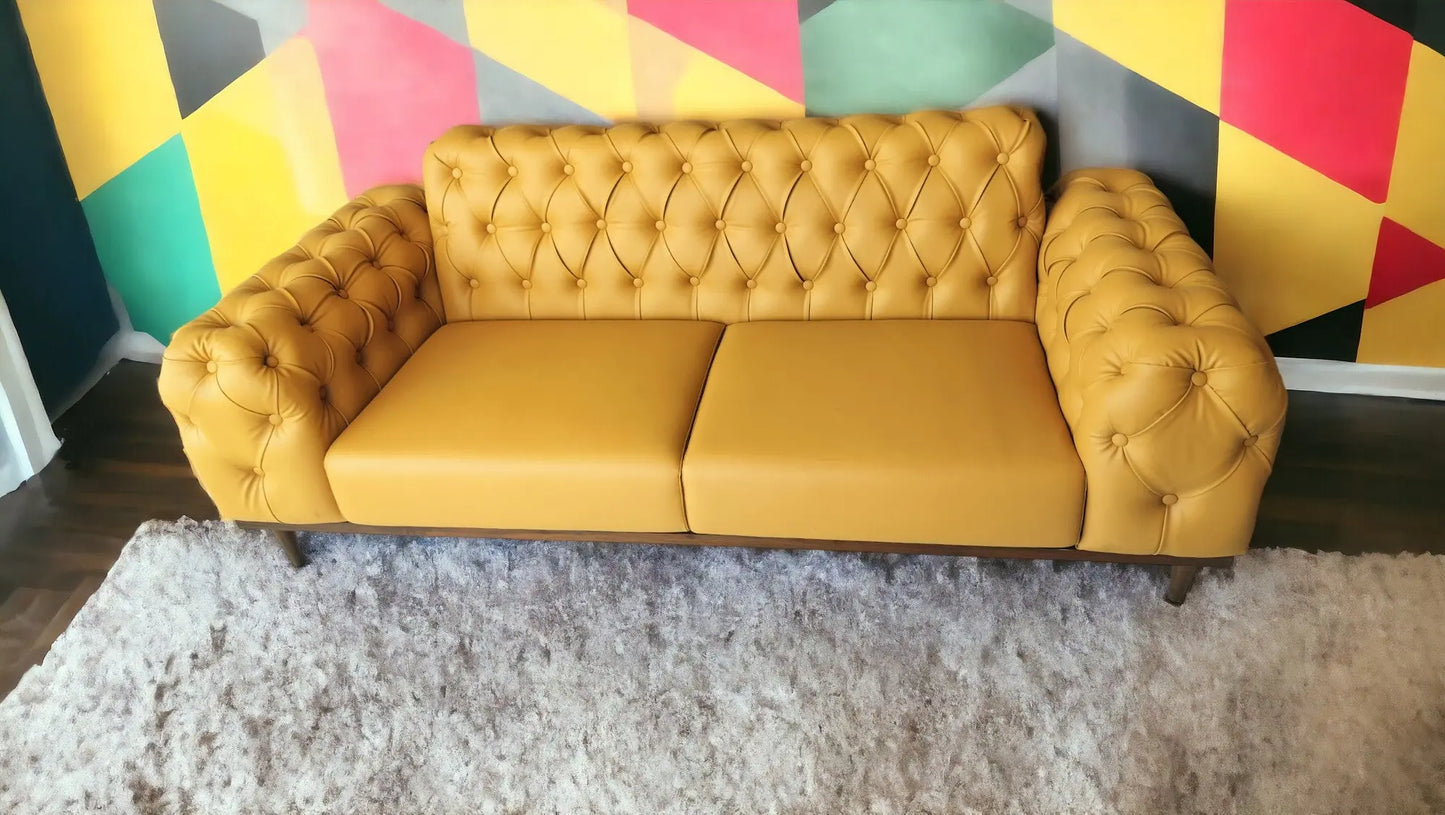 MGR Heavy Button 3 Seater Sofa In Orange Colour MGR CASA
