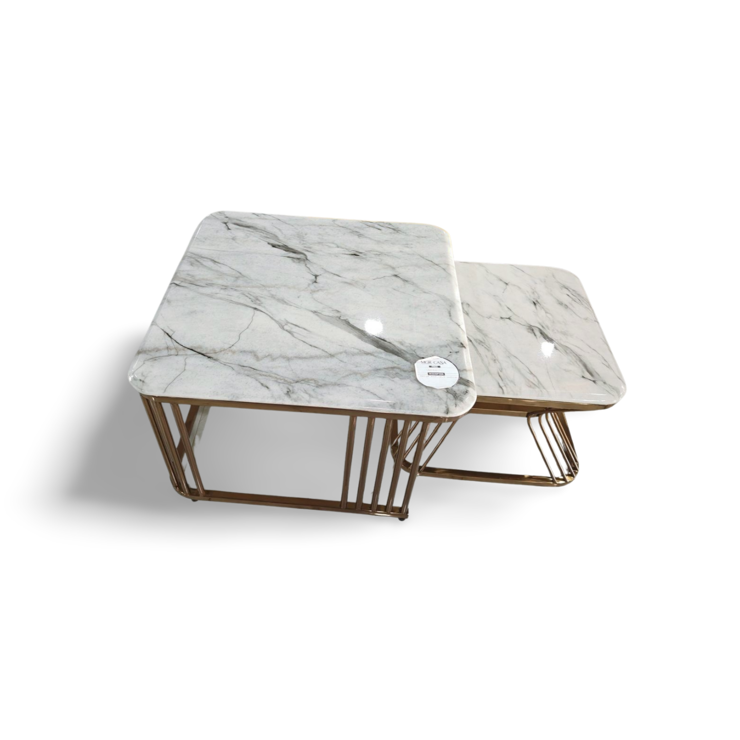 MGR MARBLE TOP,SS PVD ROSEGOLD BASE, TWO PIECE CENTER TABLE