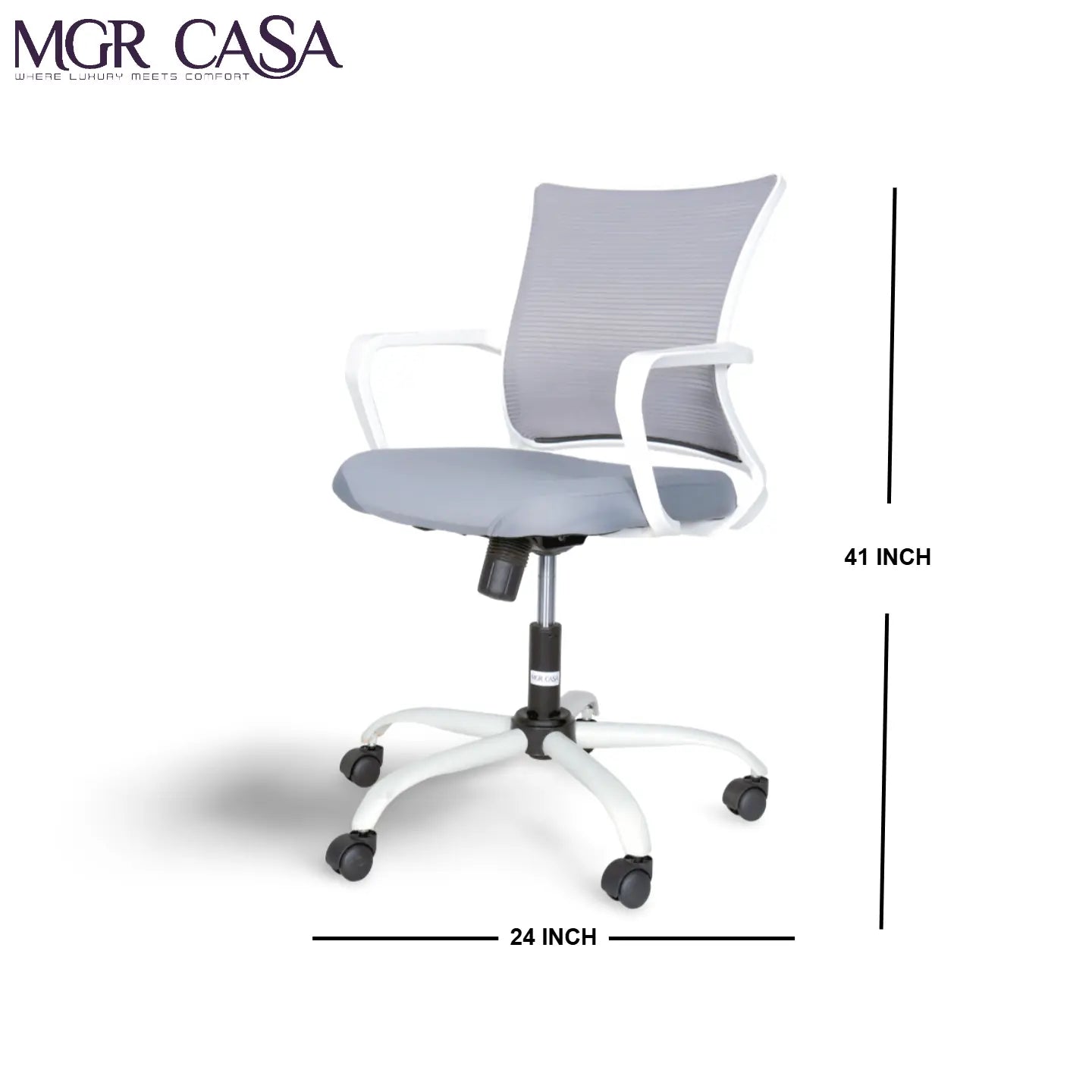 MGR ZIZAG GREY-WHITE MID-BACK MESH OFFICE CHAIR MGR CASA