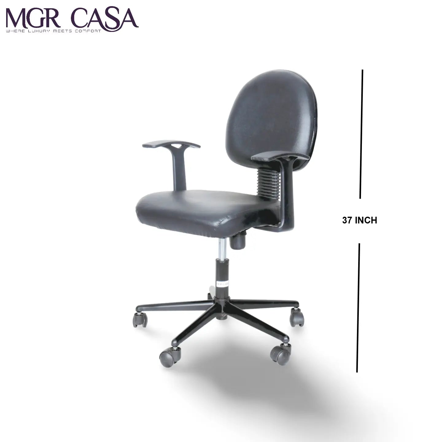 MGR BLACK MID-BACK REXINE OFFICE CHAIR MGR CASA