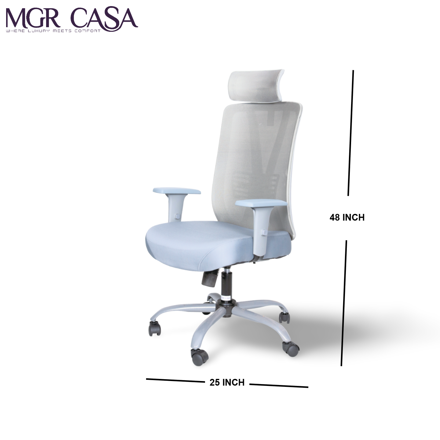 MGR MATEOR GREY HIGH BACK MESH OFFICE CHAIR