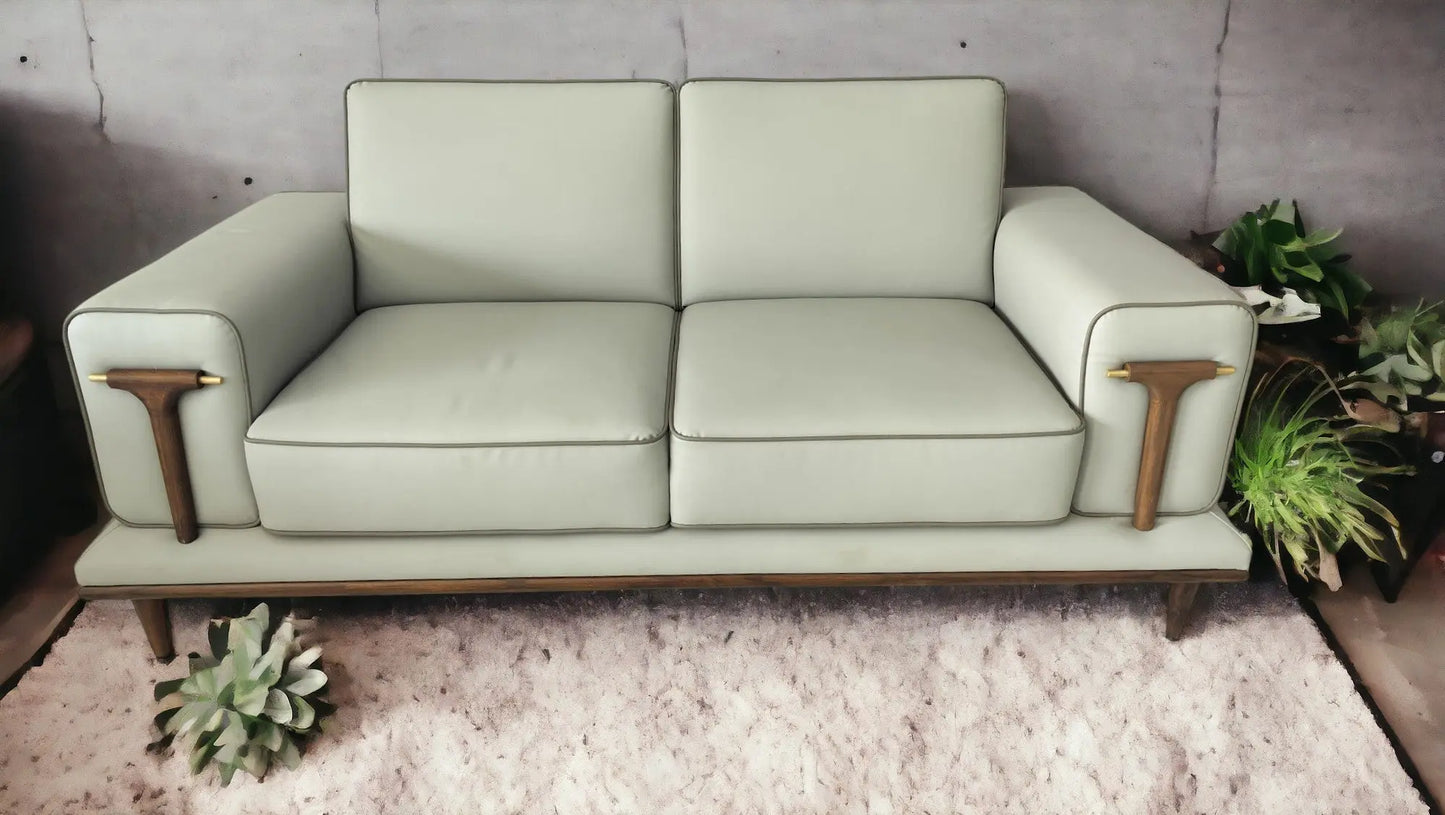 MGR Wooden T Handel Heavy Sofa In yellow green Colour MGR CASA