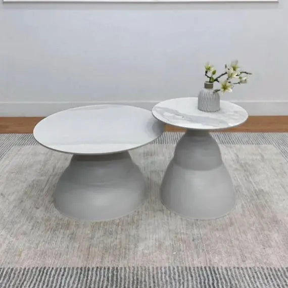 MGR Round Ceramic Top Mattel Base Center Table In Grey Colour MGR CASA