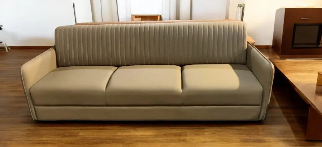 MGR New Unique Handel 3 Seater Rexine Sofa In Cream Colour MGR CASA
