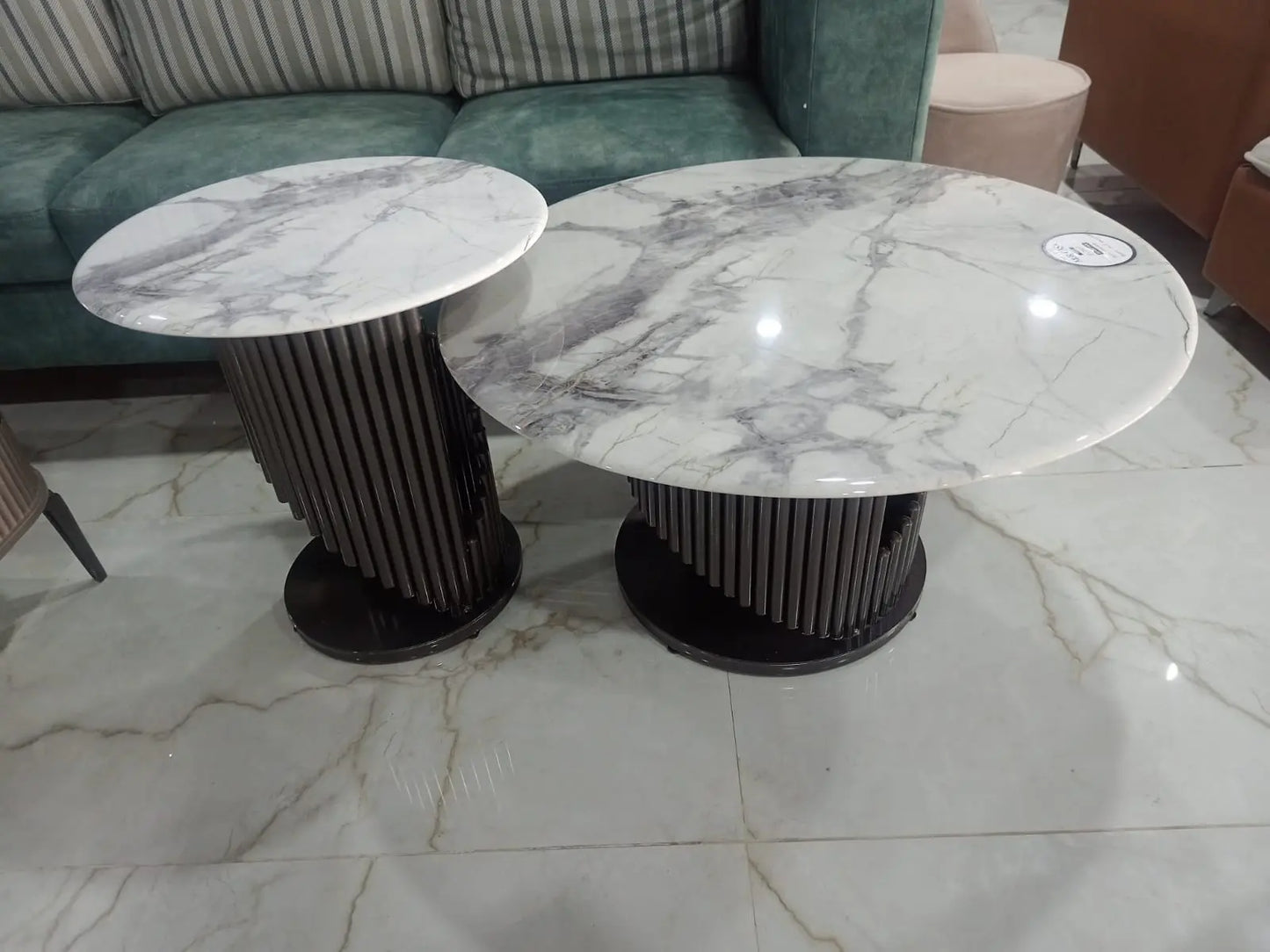 MGR New Marble Top Metal Base Corner Table In Grey Coting MGR CASA