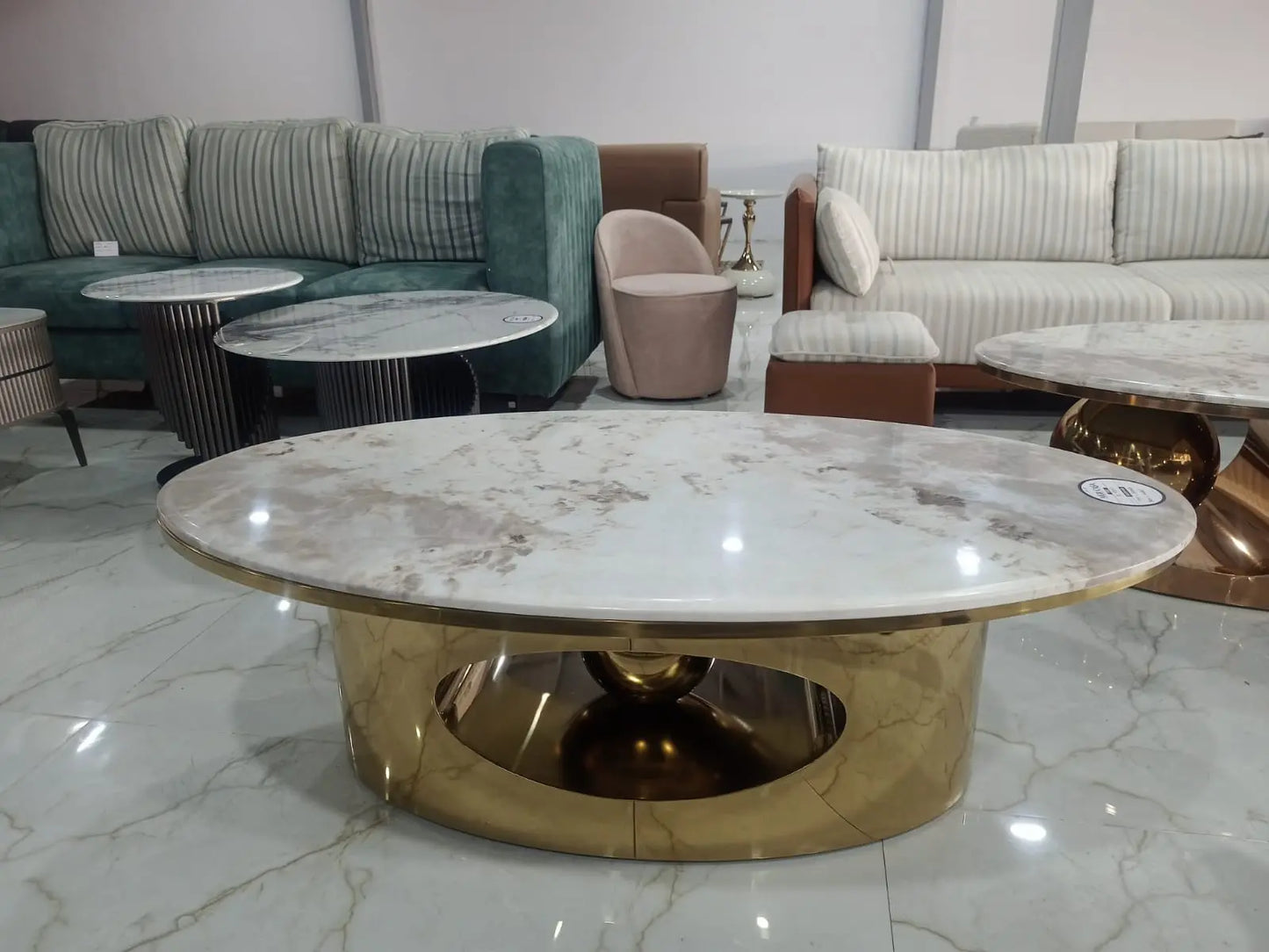 MGR New Marble Top PVD Coated Gold Colour Center Table MGR CASA