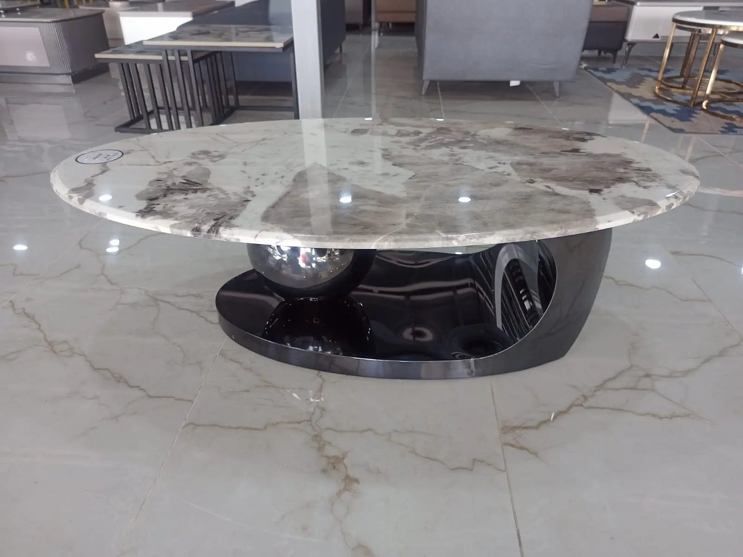 MGR New Grey Colour Marble Top Metal Base Center Table MGR CASA