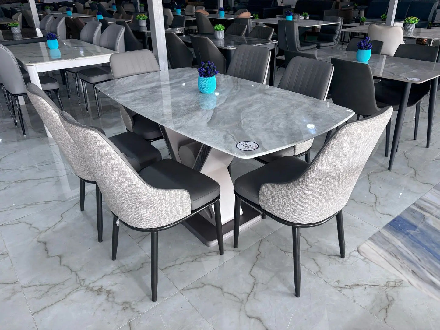 MGR New Six Seater Dining Table Set With Marble Top MGR CASA