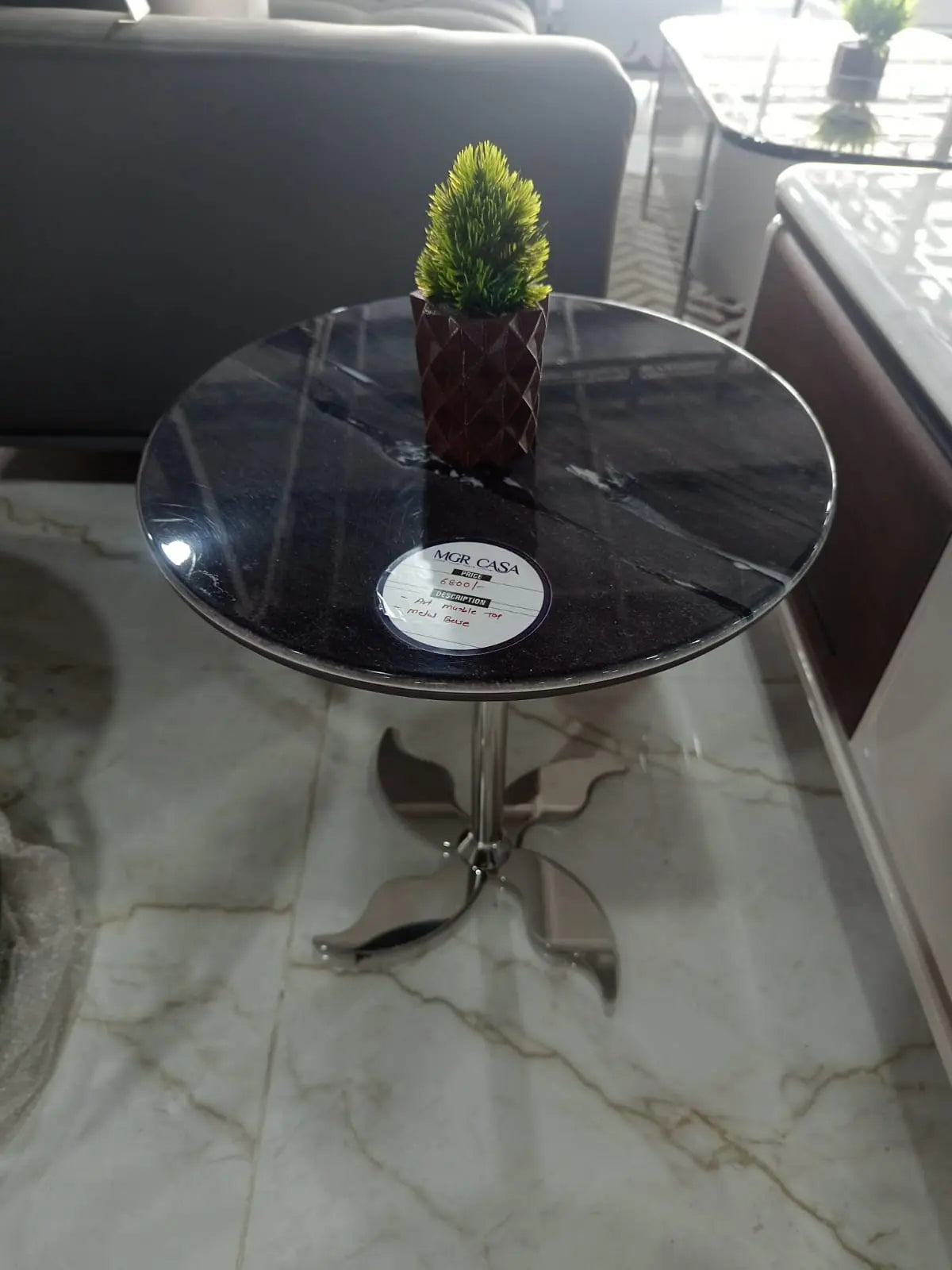 MGR New Marble Top and Stainless Steel Base Corner Table MGR CASA