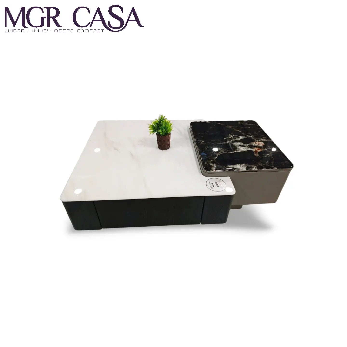 MGR ARTIFICIAL MARBLE TOP ENGINEERING WOOD BASE, HYDRAULIC HIGHT ADJUSTABLE CENTER TABLE MGR CASA