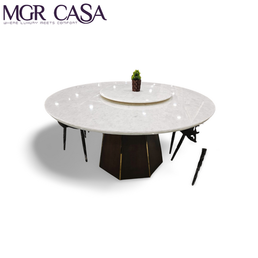 MGR ROUND 6 SEATER NATURAL ONEX MARBLE TOP ROTATABLE