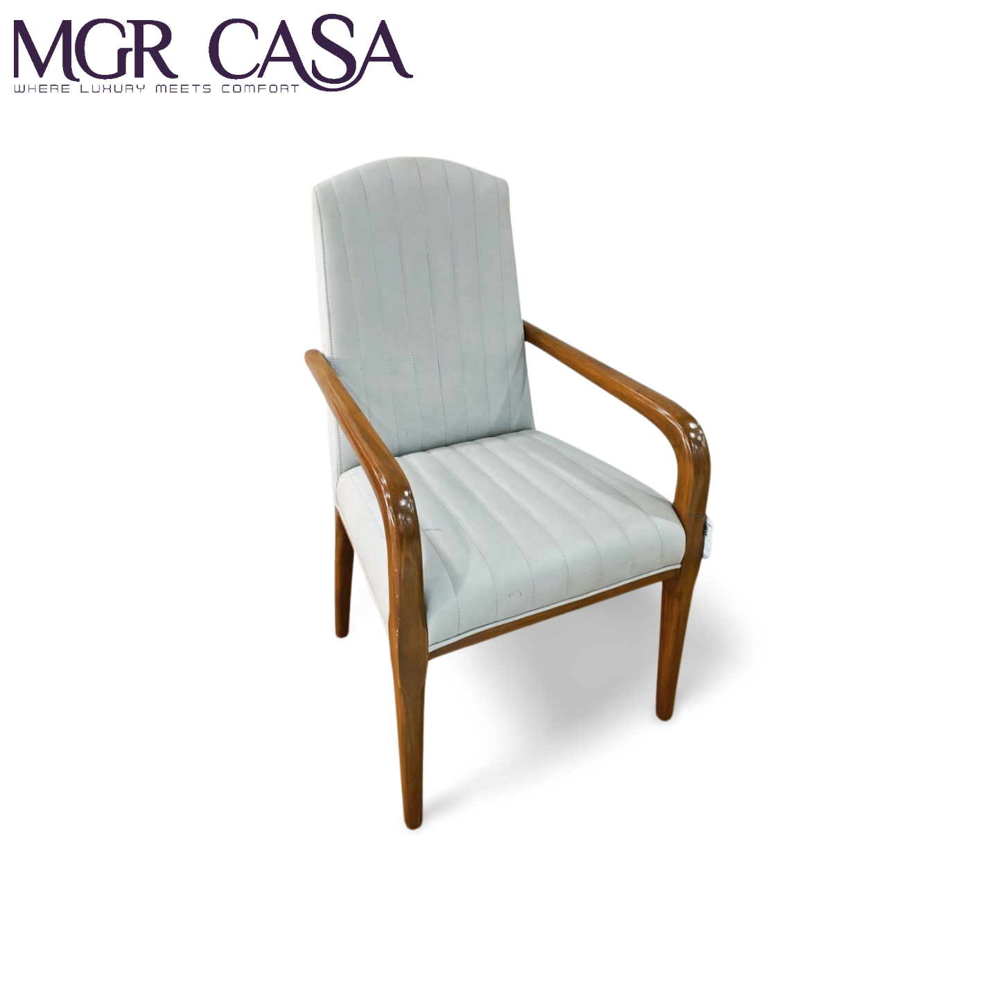 MGR WOODEN FRAME TEAK WOOD CUSTOMIZABLE VERTICAL LINE DINING CHAIR