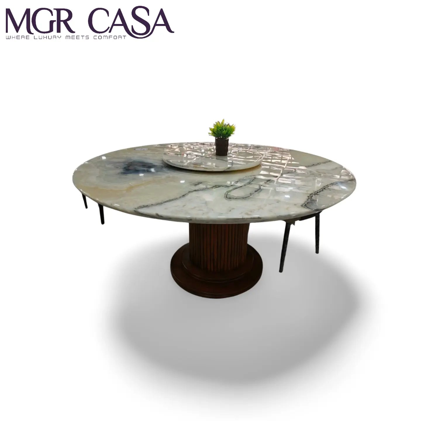 MGR ROUND 6 SEATER NATURAL ITALIAN MARBLE UPPER TOP ROTATABLE MGR CASA