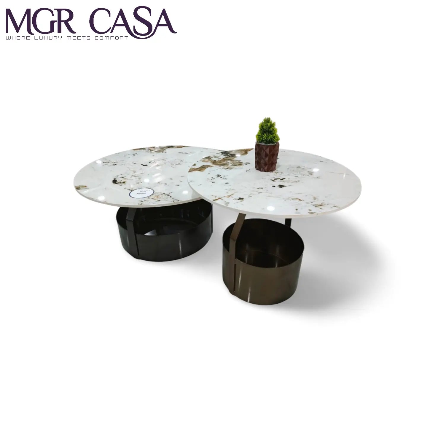 MGR MARBLE TOP METAL BASE, MARBLE TOP METAL BASE TWO PEICE CENTER TABLE SET MGR CASA