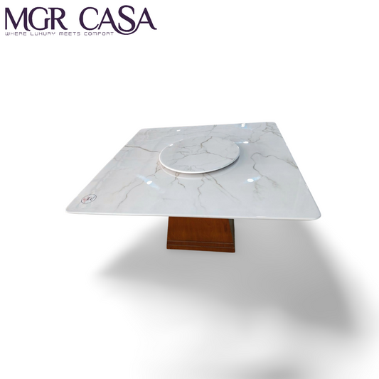 MGR SATVARI WHITE BROWN ARTIFICIAL SQURE MARBLE TOP FOR DINING TABLE