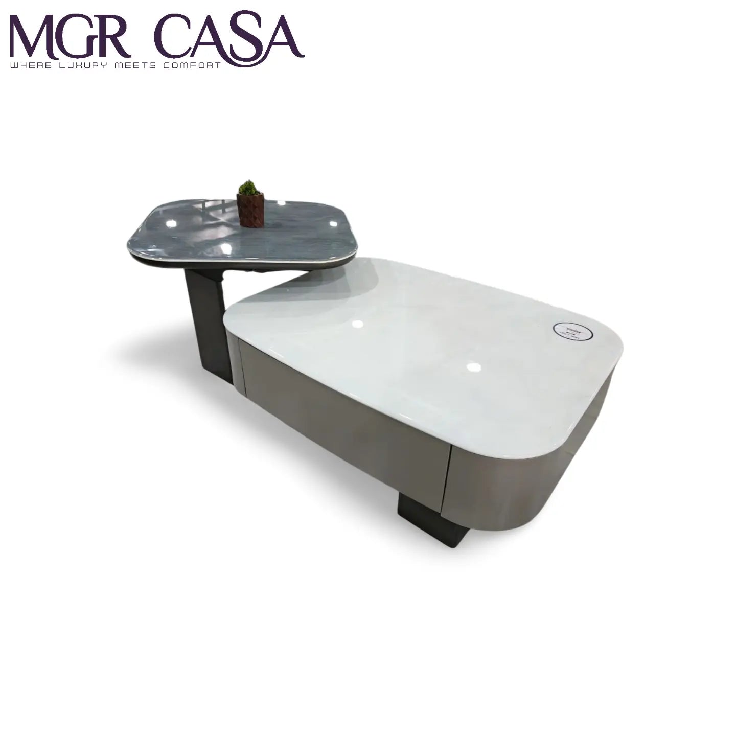 MGR ARTIFICIAL MARBLE TOP ENGINEERING WOOD BASE, MARBLE TOP METAL BASE TWO PEICE CENTER TABLE SET MGR CASA