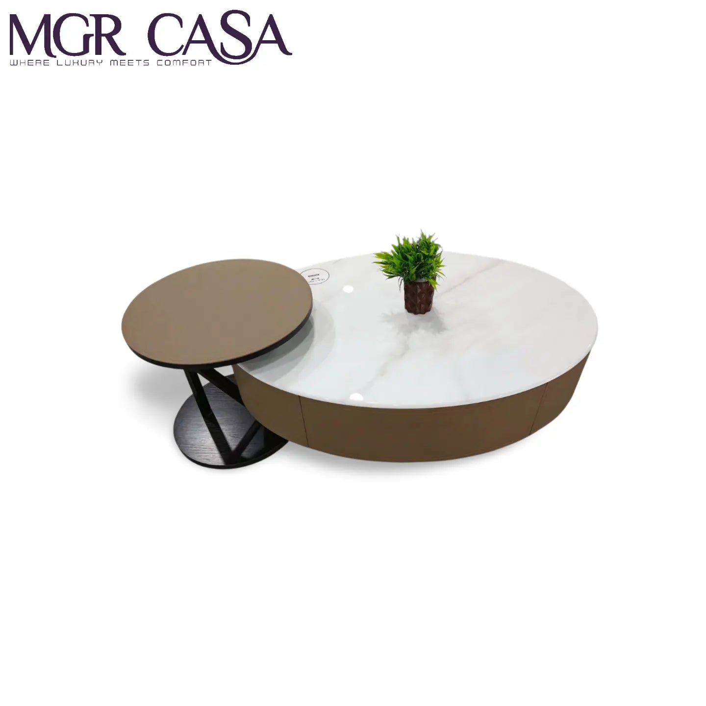 MGR MARBLE TOP METAL BASE, LEATHER TOP METAL BASE TWO PEICE CENTER TABLE SET MGR CASA