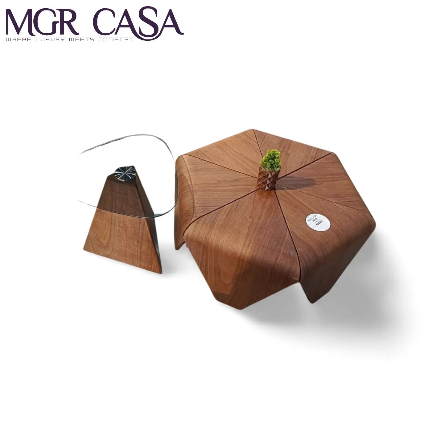 MGR WOODEN UNIQUE DESIGN SET OF TWO CENTER TABLE SET