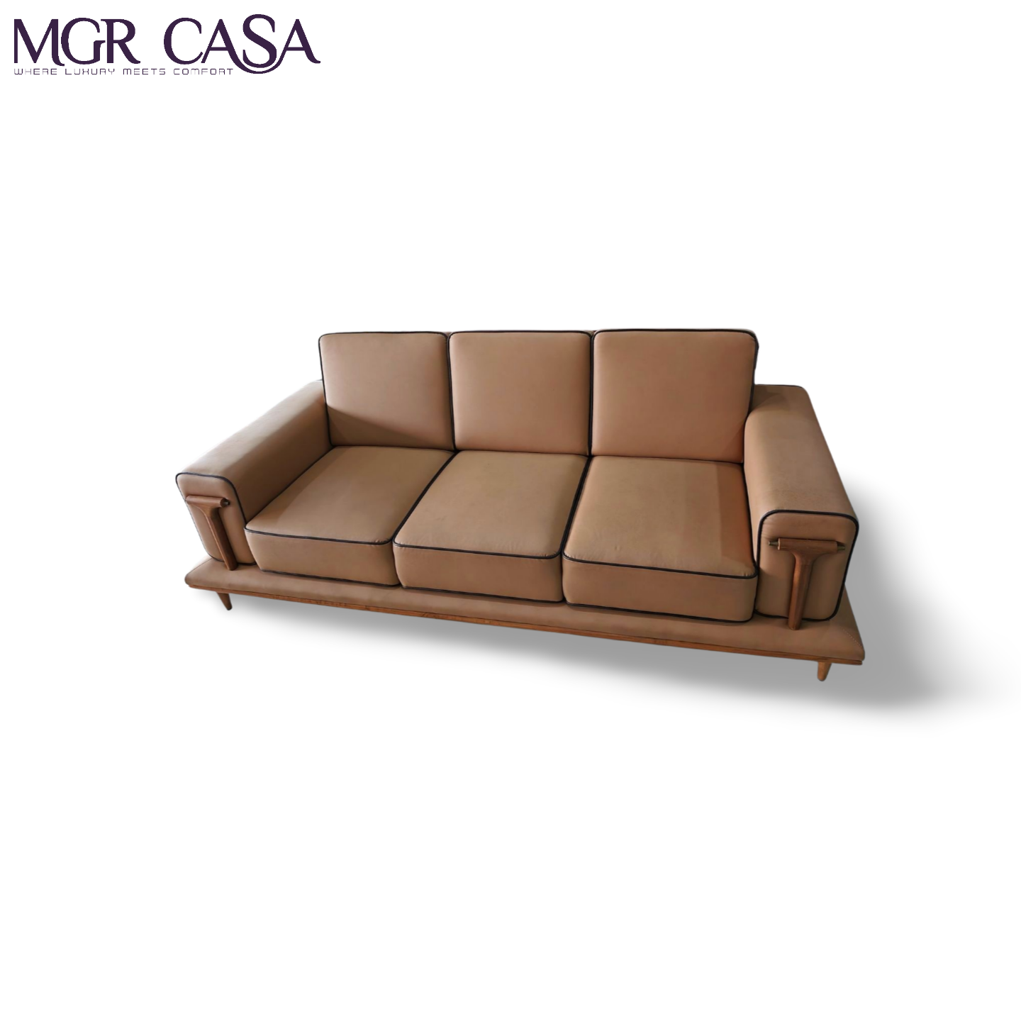 MGR WOODEN LEG , WOODEN FRAME 3 SEATER SOFA