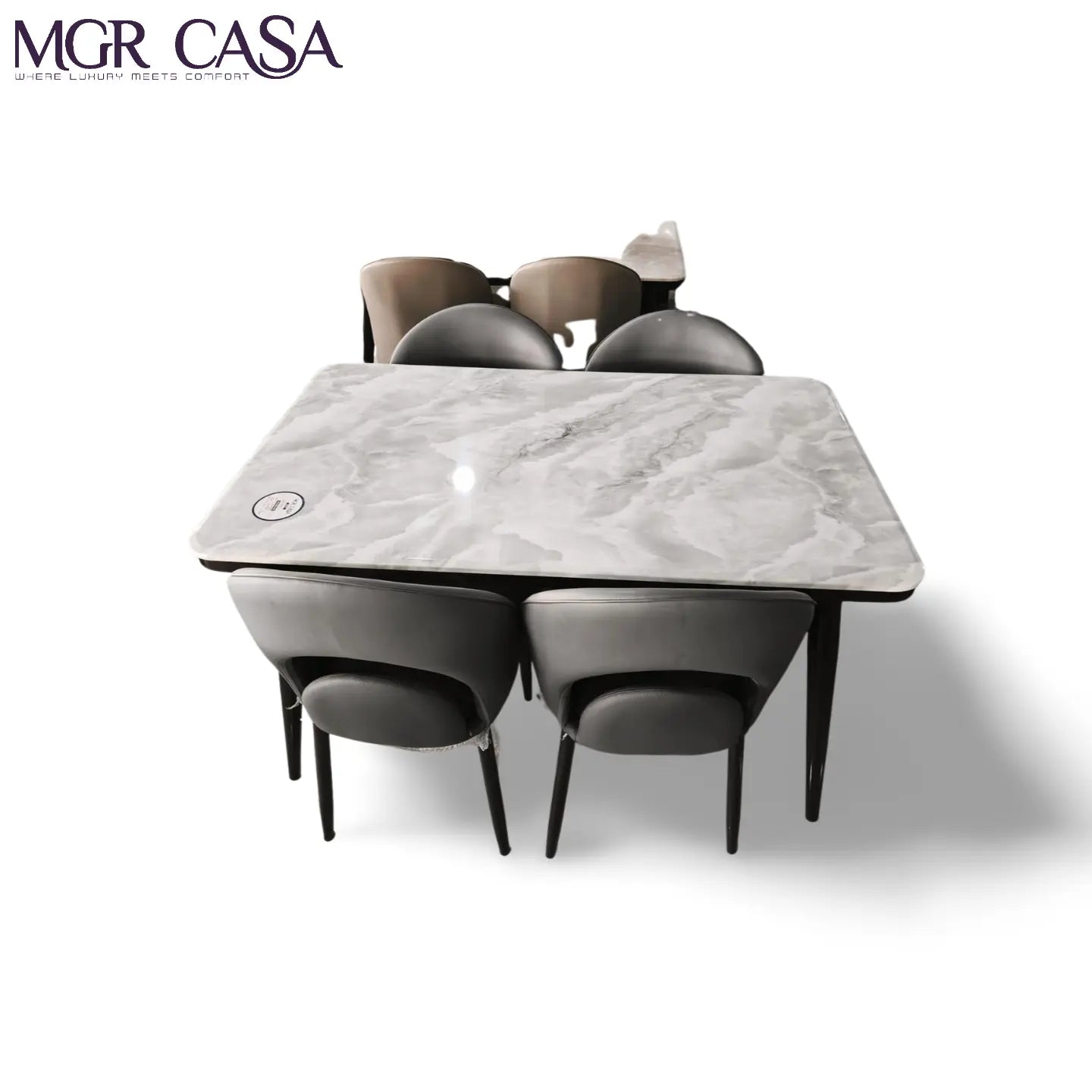 MGR MARBLE TOP METAL BASE 4 SEATER IMPORTED DINING TABLE SET MGR CASA