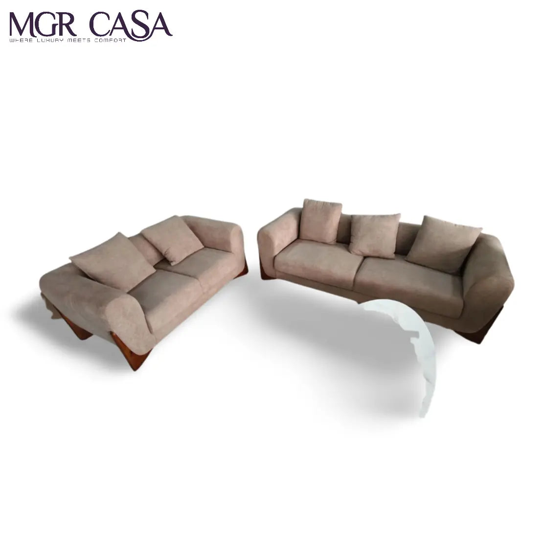 MGR WOODEN LEG HIGHLY COMFORTABLE CUSTOMIZABLE 2 PIECE SOFA MGR CASA