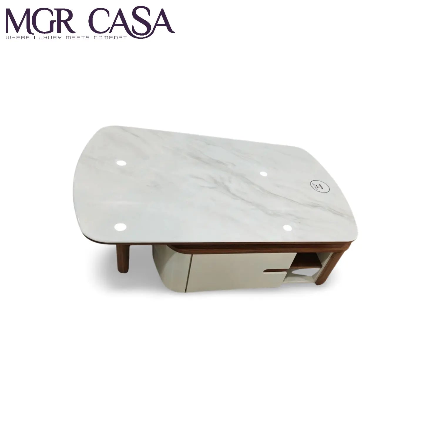 MGR ARTIFICIAL MARBLE TOP ENGINEERING WOOD BASE, 360 DEGREE ROTATING CENTER TABLE MGR CASA