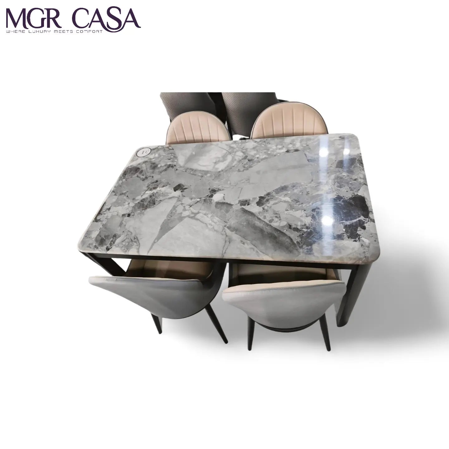 MGR MARBLE TOP METAL BASE 4 SEATER IMPORTED DINING TABLE SET MGR CASA