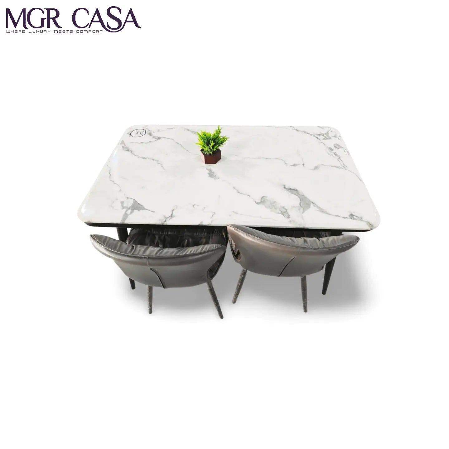 MGR MARBLE TOP METAL BASE 4 SEATER IMPORTED DINING TABLE SET MGR CASA