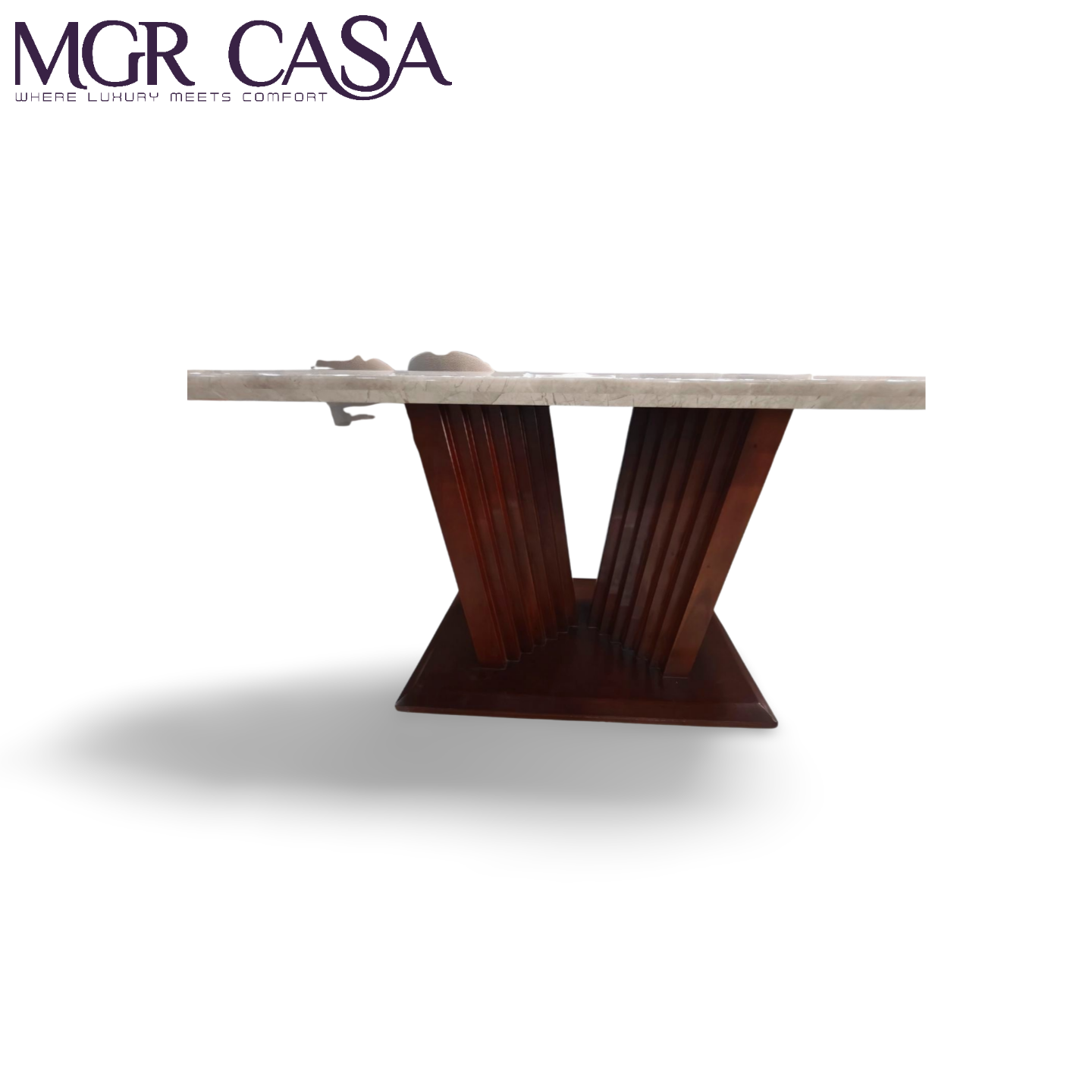 MGR V SHAPE TEAK WOOD BASE FOR 6 SEATER CUSTUMIZABLE DINING TABLE BASE
