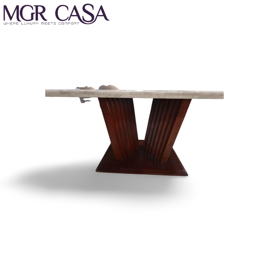 MGR V SHAPE TEAK WOOD BASE FOR 6 SEATER CUSTUMIZABLE DINING TABLE BASE
