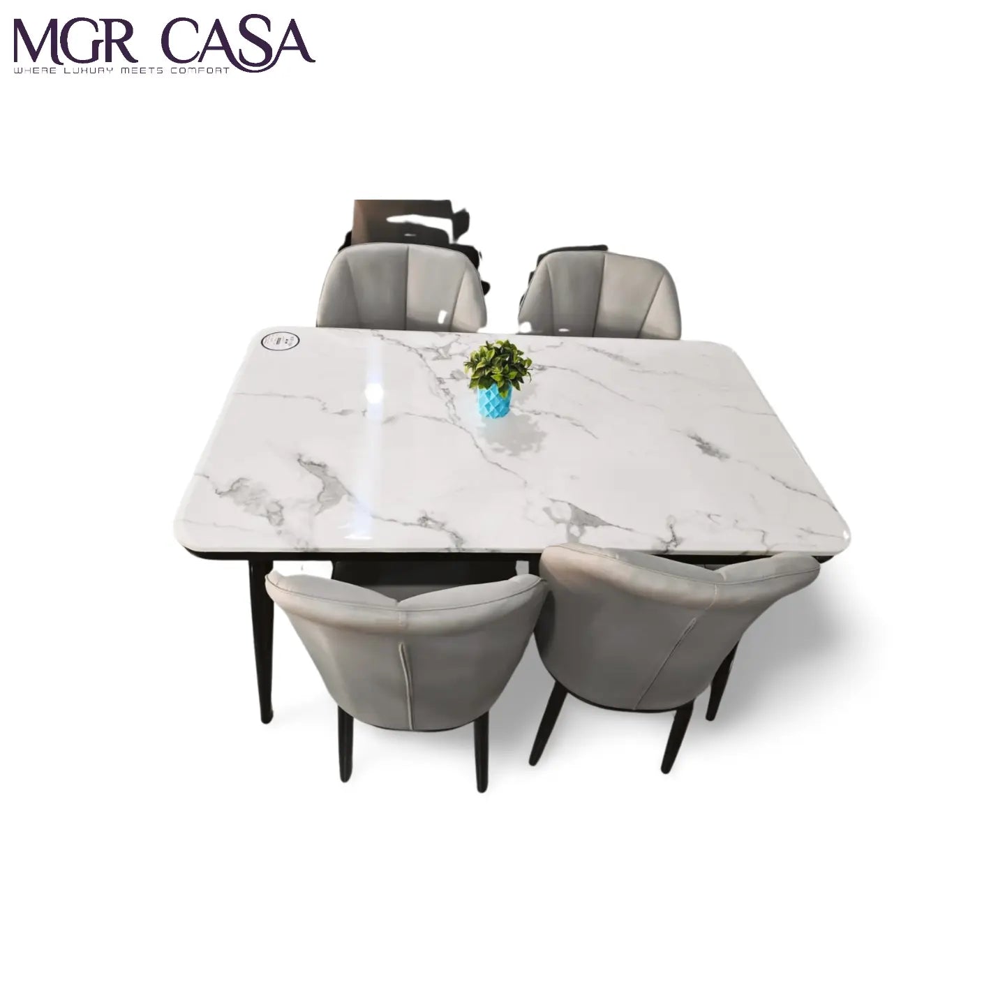 MGR MARBLE TOP METAL BASE 4 SEATER IMPORTED DINING TABLE SET MGR CASA