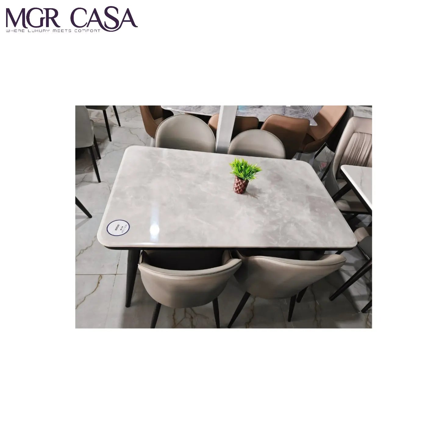 MGR MARBLE TOP METAL BASE 4 SEATER IMPORTED DINING TABLE SET MGR CASA
