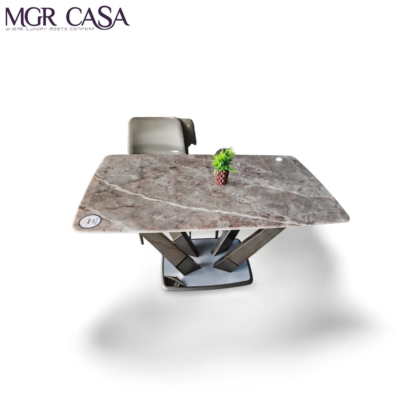 MGR MARBLE TOP METAL BASE 4 SEATER IMPORTED DINING TABLE SET MGR CASA