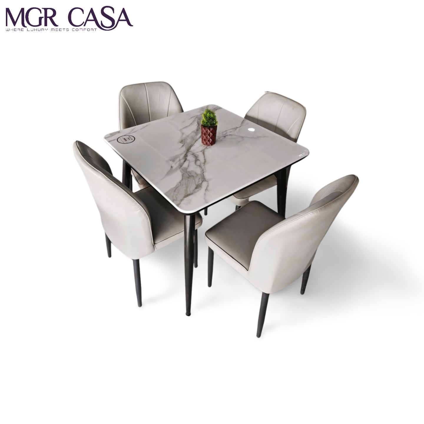 MGR ARTIFICIAL MARBLE TOP METAL BASE 4 SEATER IMPORTED DINING TABLE SET