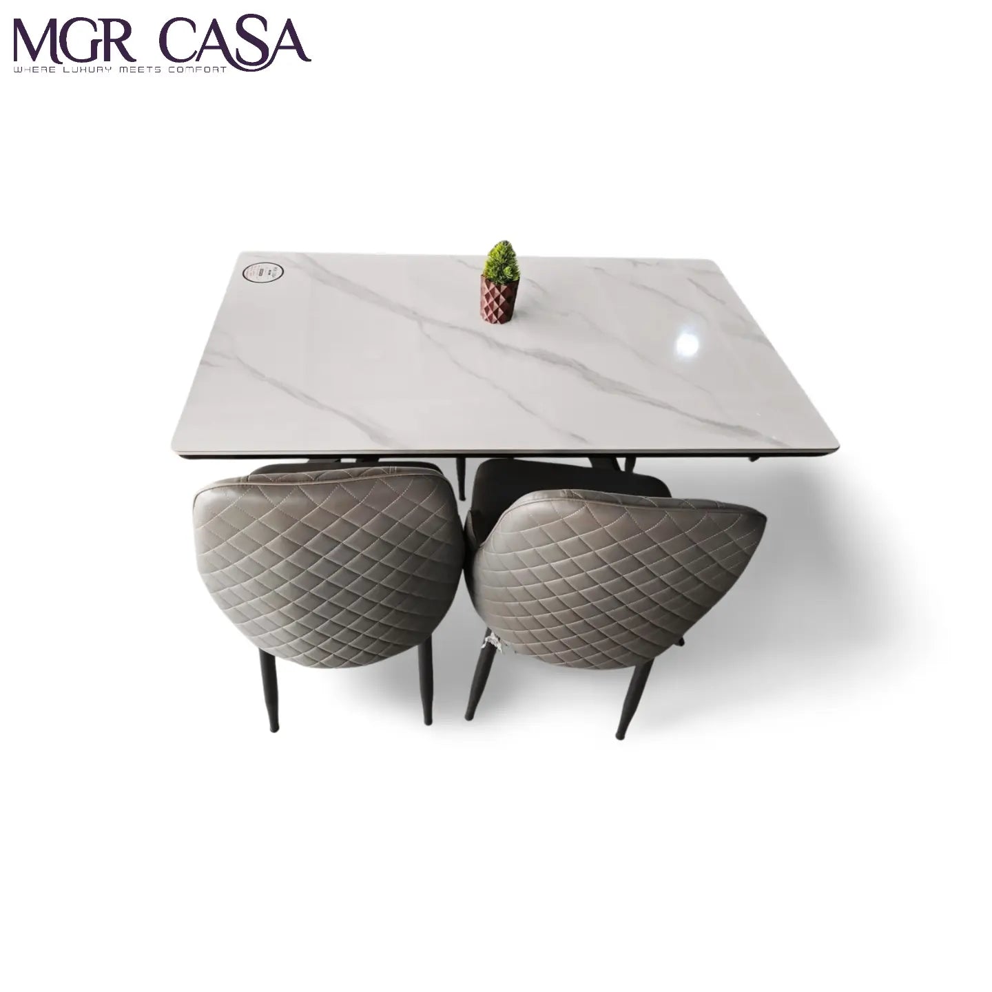 MGR CERAMIC TOP METAL BASE 4 SEATER IMPORTED DINING TABLE SET MGR CASA