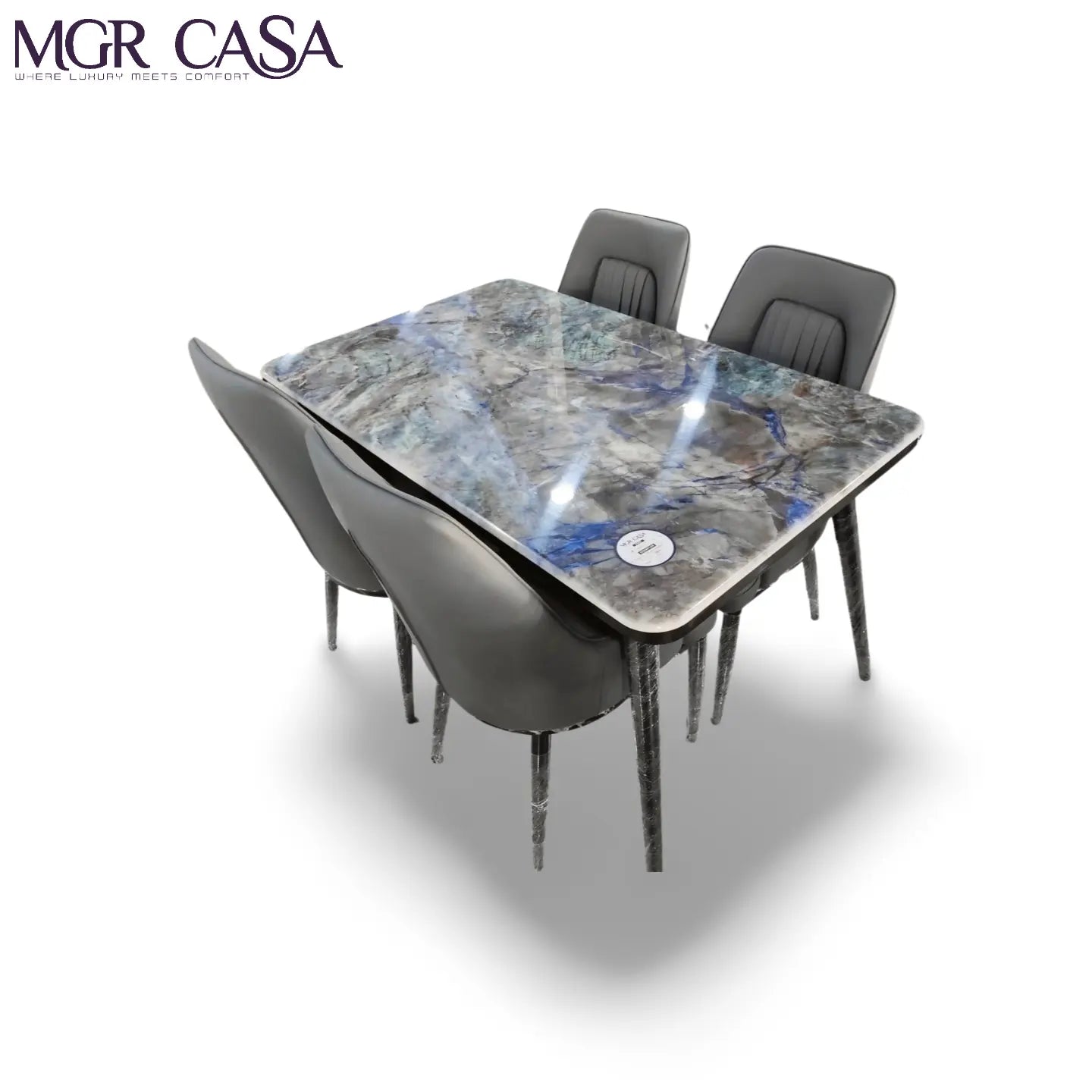 MGR MARBLE TOP METAL BASE 4 SEATER IMPORTED DINING TABLE SET MGR CASA