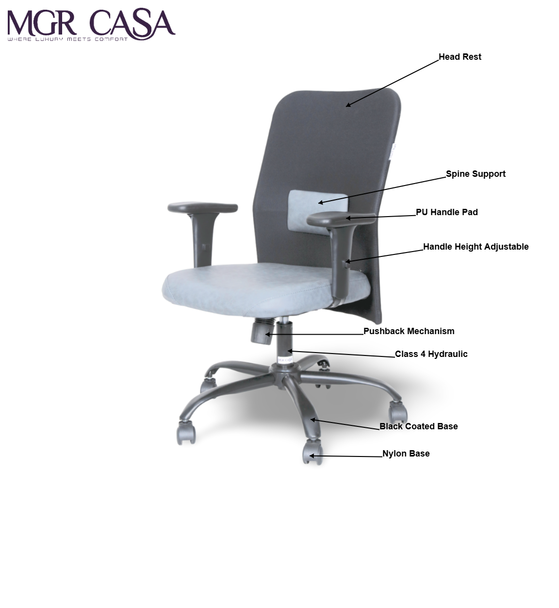 MGR NR BIG BLACK MID BACK MESH OFFICE CHAIR