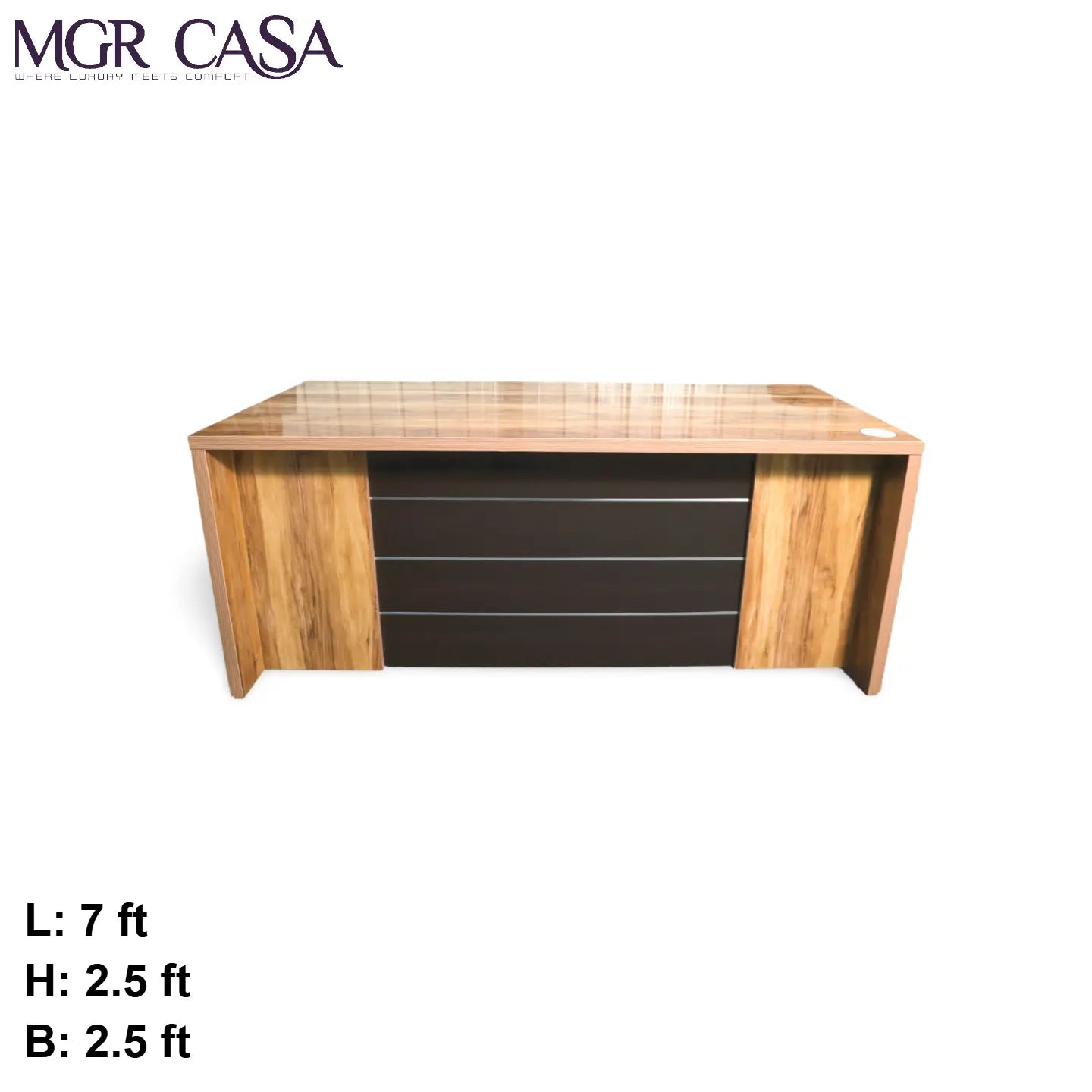 MGR UV COATED ENGINEERING WOOD FRAME SIZE CUSTUMIZABLE L SHAPE OFFICE TABLE MGR CASA