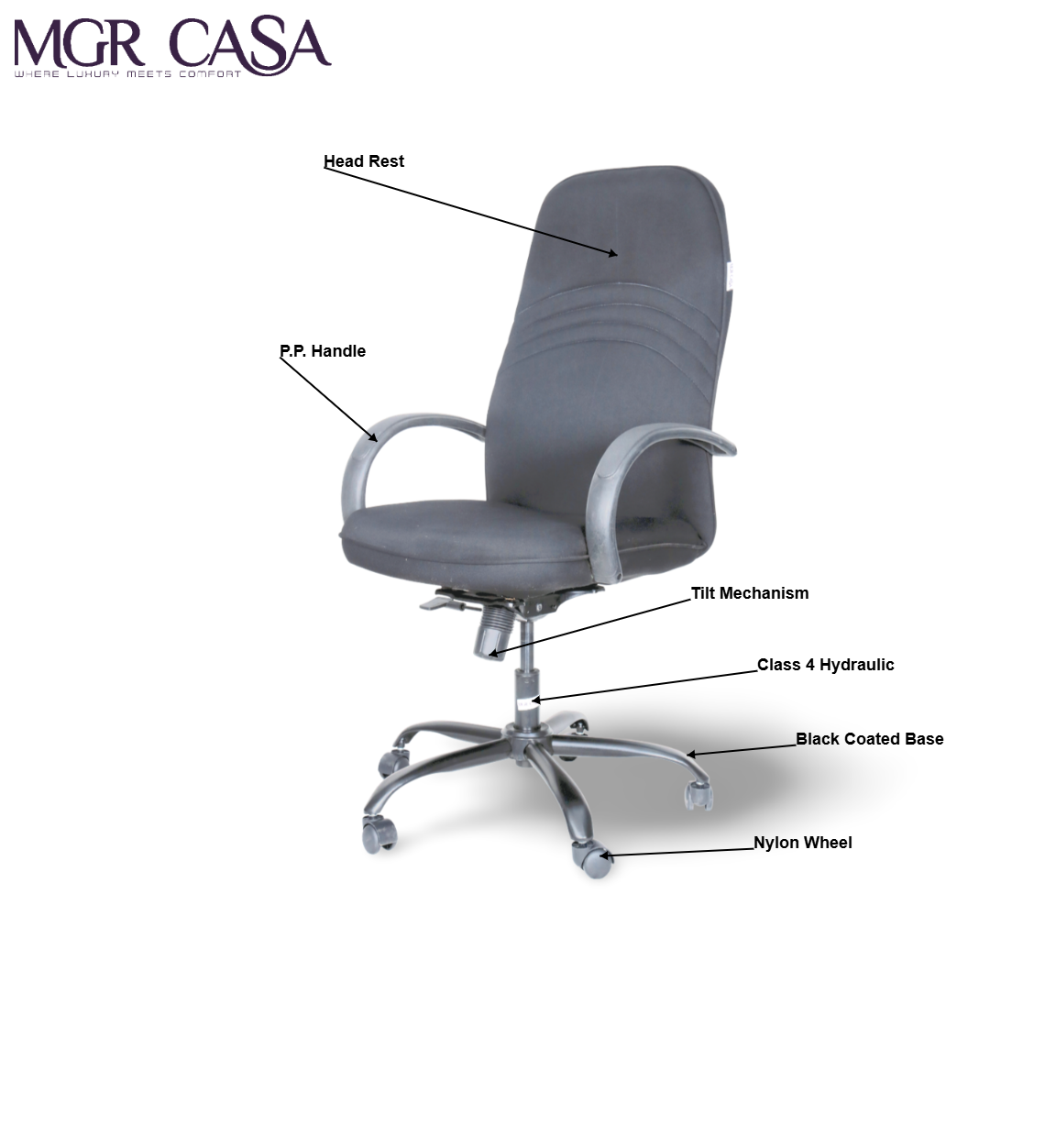 MGR HIGH BACK PP CUSHION OFFICE CHAIR