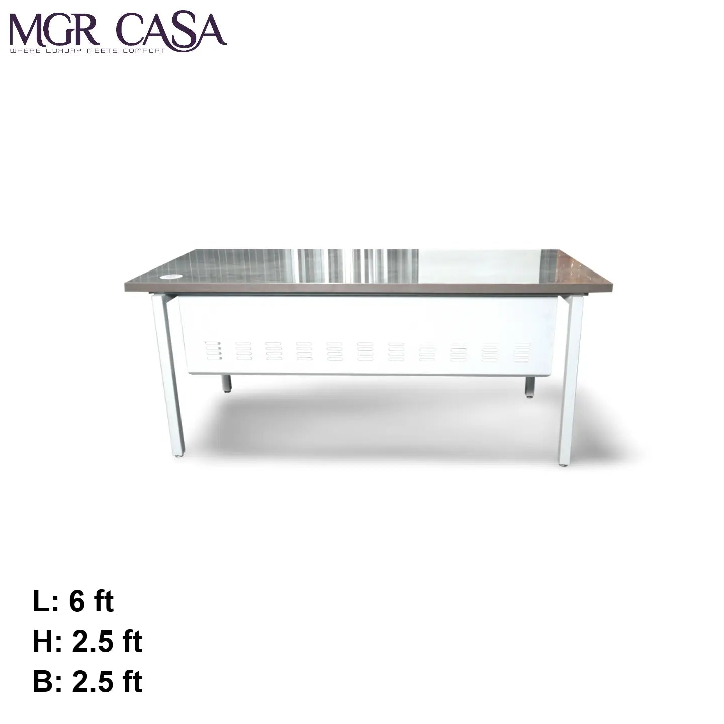 MGR UV COATED ENGINEERING WOOD TOP, METAL FRAME SIZE CUSTUMIZABLE OFFICE TABLE MGR CASA