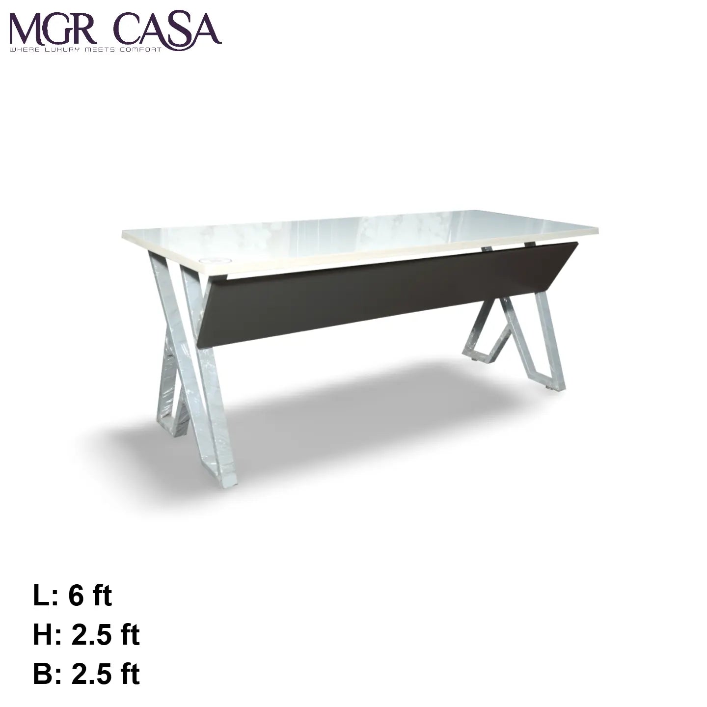 MGR UV COATED ENGINEERING WOOD TOP, METAL FRAME SIZE CUSTUMIZABLE OFFICE TABLE MGR CASA