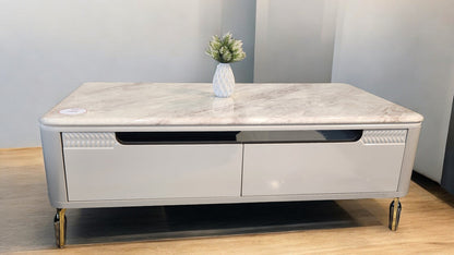 MGR marble Top Four Drawer Center Table In Grey Colour