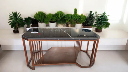 MGR Mateel Base Ceramic Top Center Table In Rose Gold Colour