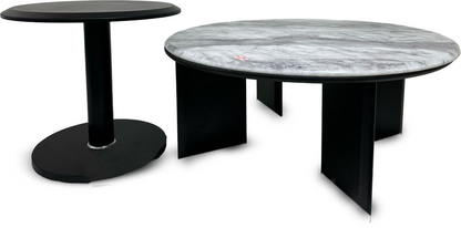 MGR New Wooden Marble Top Center Table In Light Grey Colour