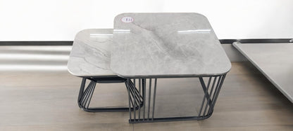 MGR New Square Ceramic Top Center Table In Grey Colour