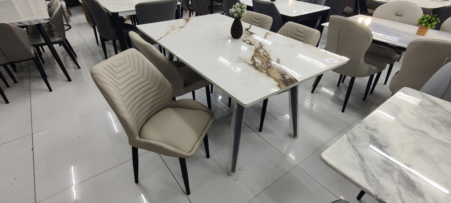 MGR Ceramic Top 6 Seater Dining Table Set With Chairs