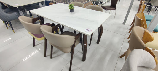 MGR Ceramic Top Wooden Base 4 Seater Dining Table Set