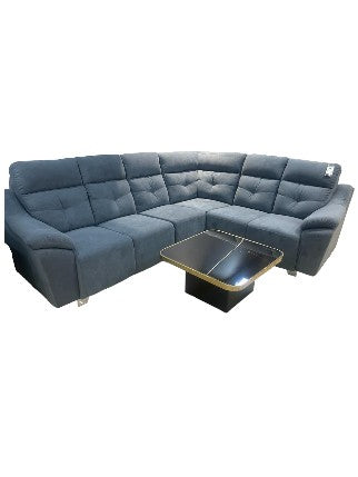 MGR Elephant Velvet L Shape Sofa In Blue Colour